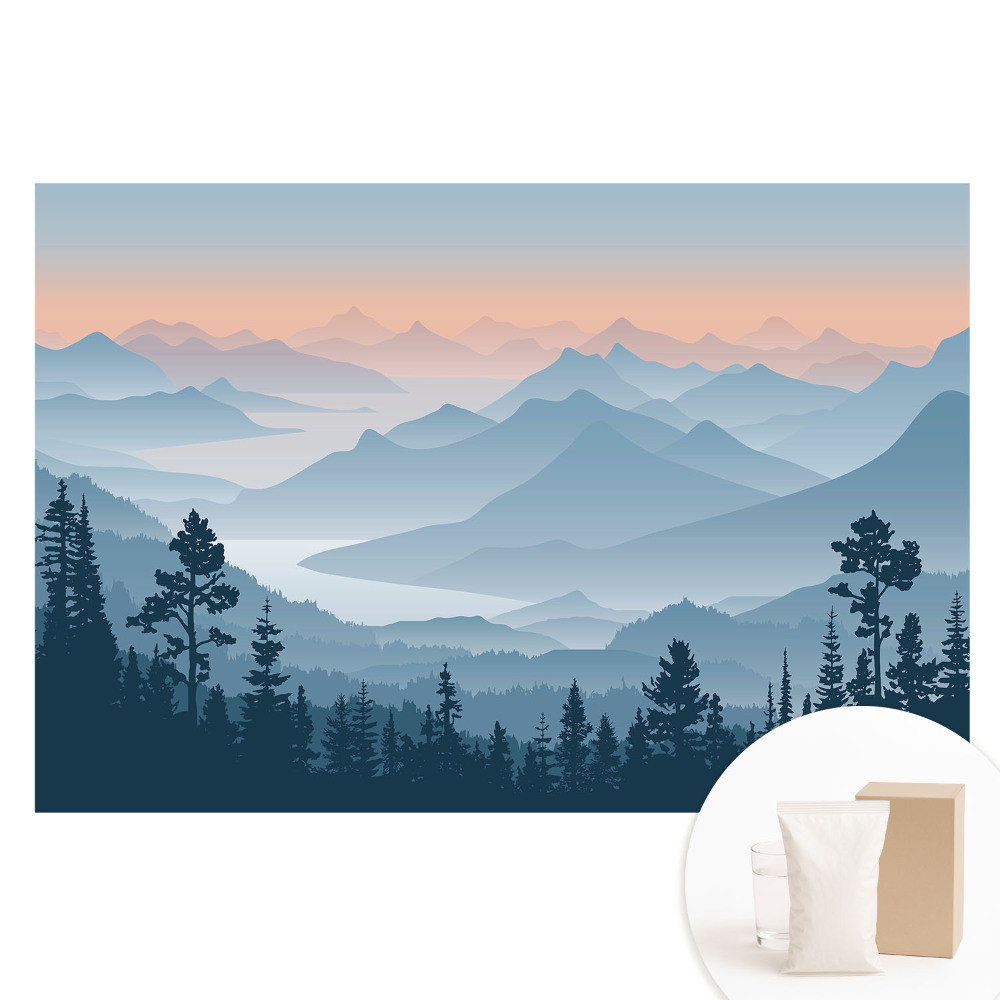 Nem szőtt tapéta nyomtatással Ködös hegyek hajnalban