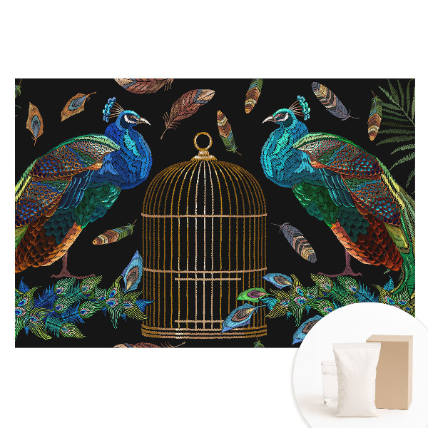 Nagyméretű fotótapéta a falra Pávák a tollak szimmetriája között