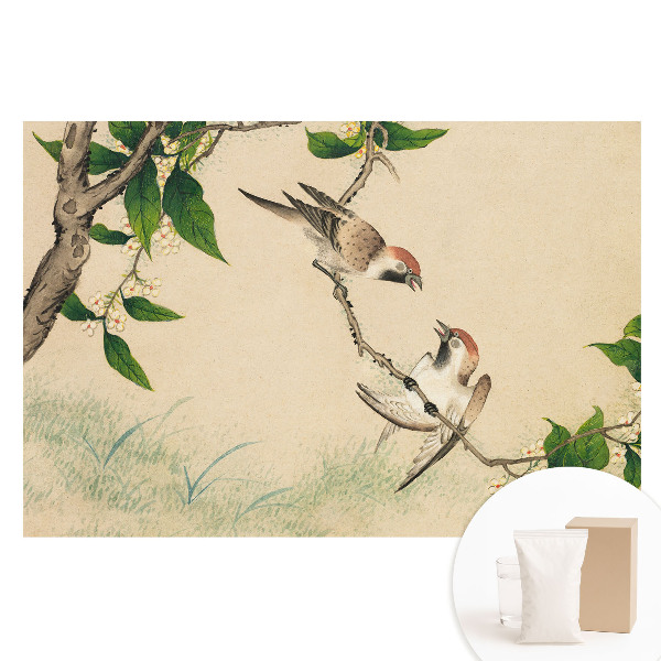 Nem szőtt tapéta nyomtatással Madarak egy ágon klasszikus stílusban