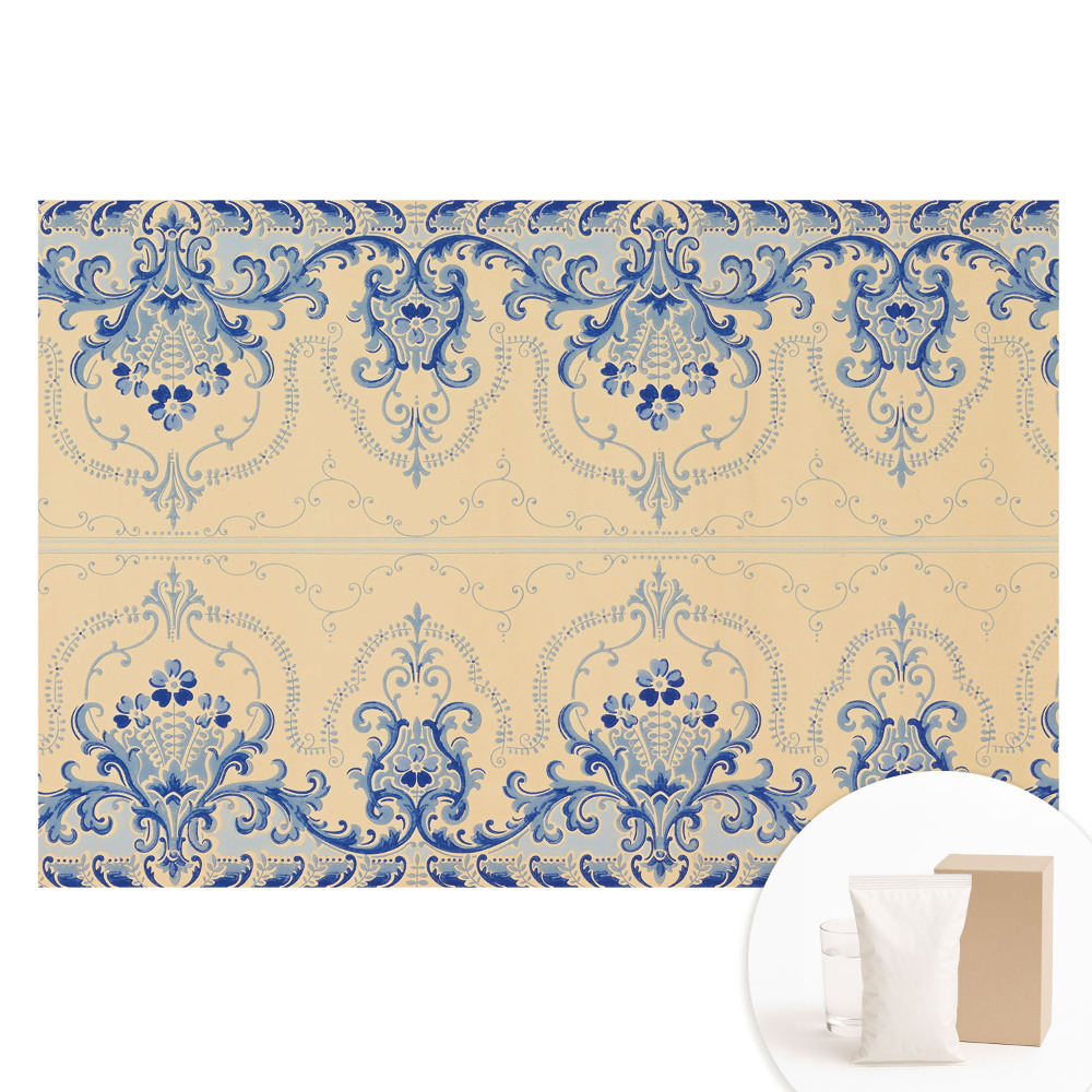 Klasszikus díszítőmintás nem szőtt fotótapéta elegáns kék színben