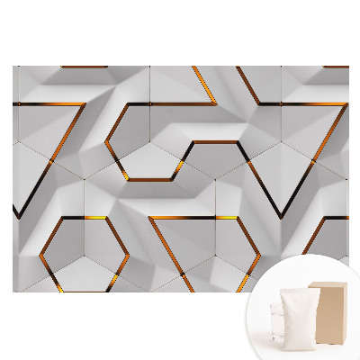 Geometrikus hatszög mintás nem szőtt tapéta sárga díszítéssel