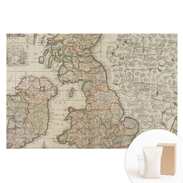 Nem szőtt anyagra nyomtatott fotótapéta A Brit-szigetek régi térképe részletesen.
