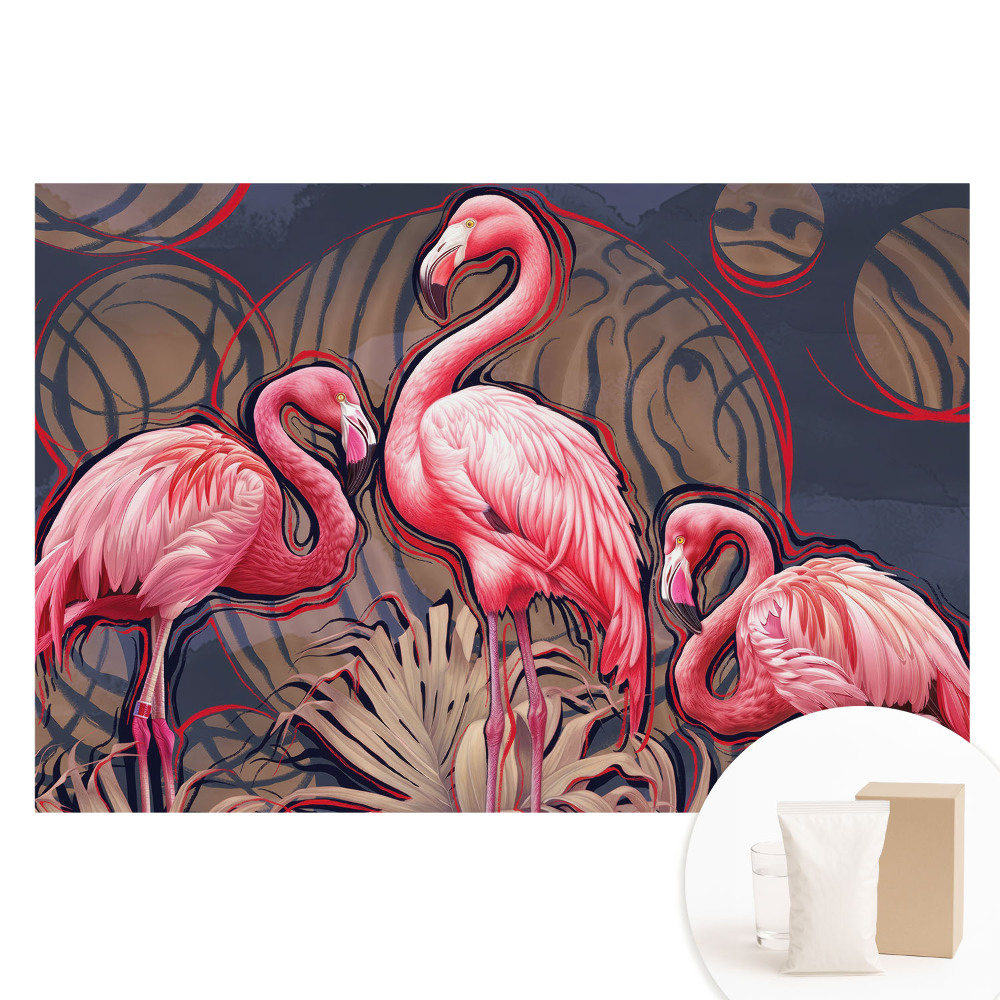 Nem szőtt tapéta nyomtatással Flamingók absztrakt háttér harmonikus kompozíció