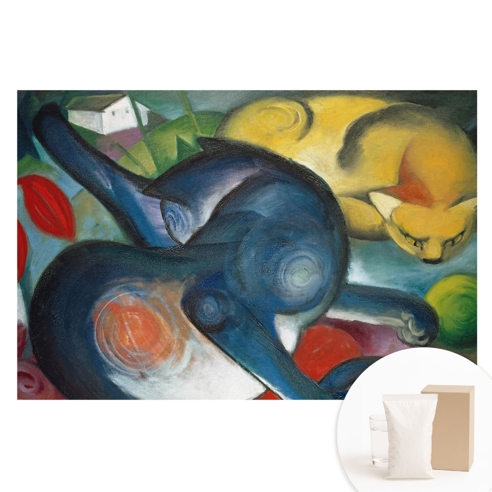 Fotótapéta nem szőtt anyagon Színes absztrakt macskák egy tájban