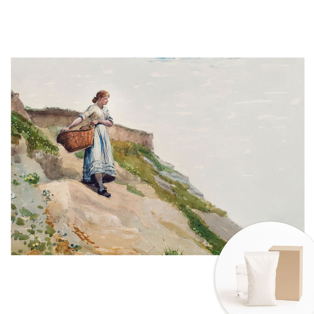 Nem szőtt tapéta Egy nő kosárral a lejtőn