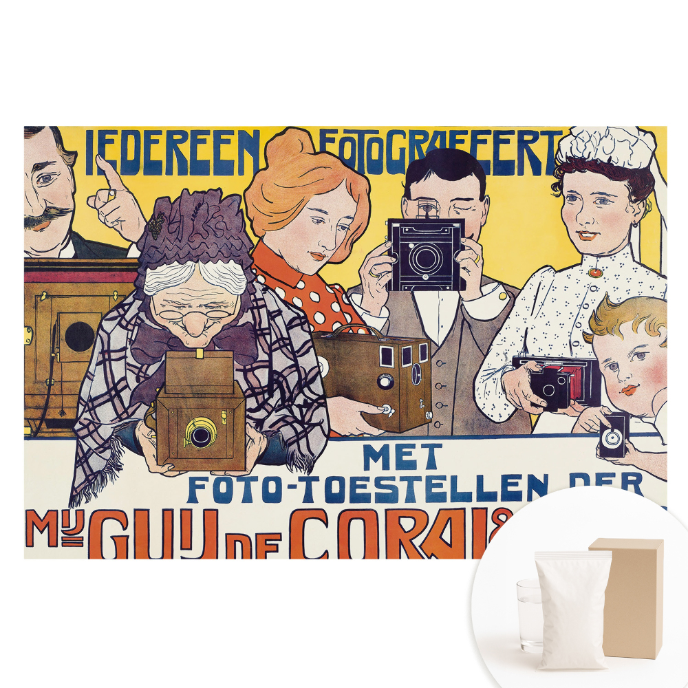 Retro kamerás reklám mintájú vlies fotótapéta