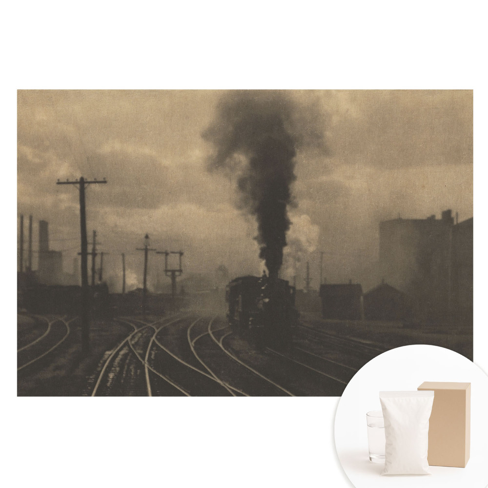 Nem szőtt tapéta nyomtatással Ipari kompozíció vonattal és gyárakkal
