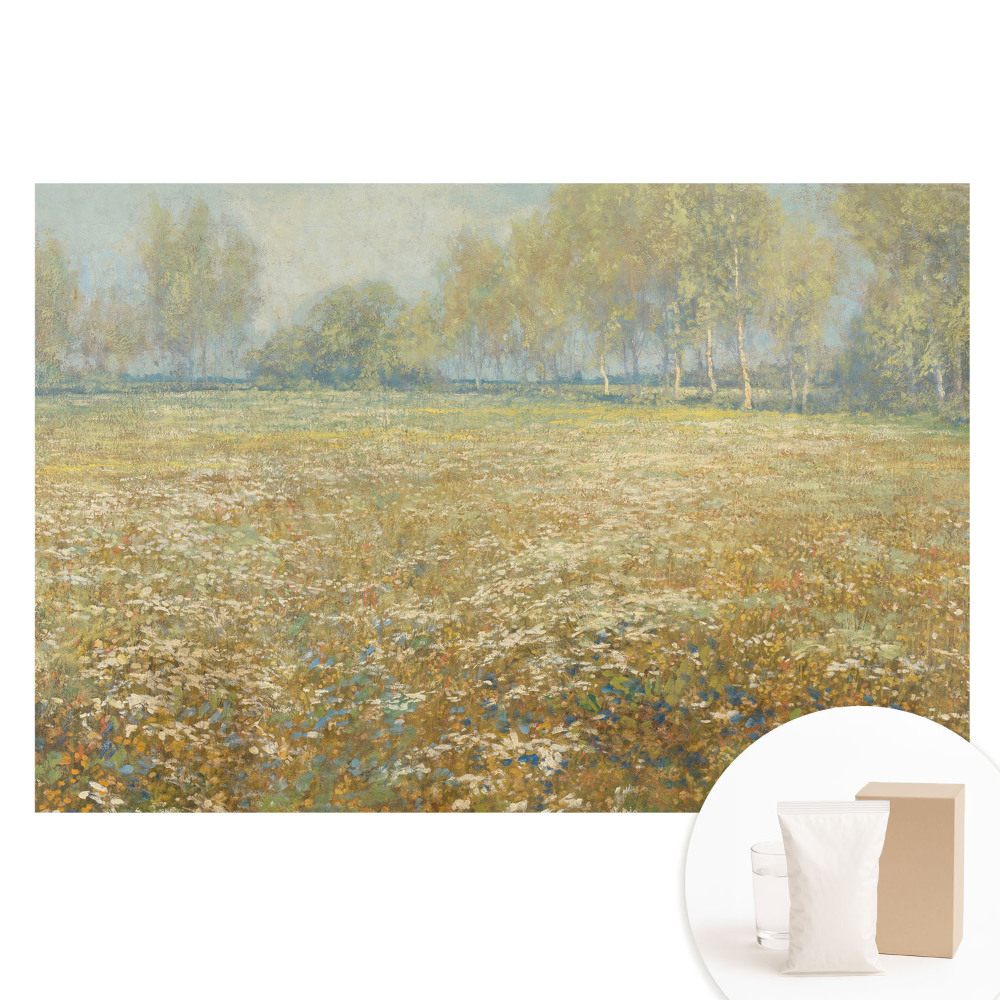 Fotótapéta nem szőtt anyagon Virágos táj az erdő közelében