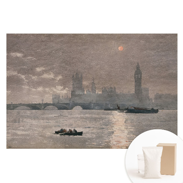 Fotótapéta nem szőtt anyagon Városi alkonyati folyó színes tükröződései