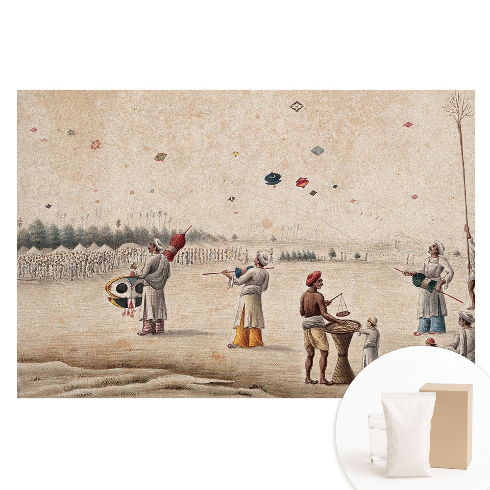 Nem szőtt tapéta Papírsárkányok történelmi háttér előtt