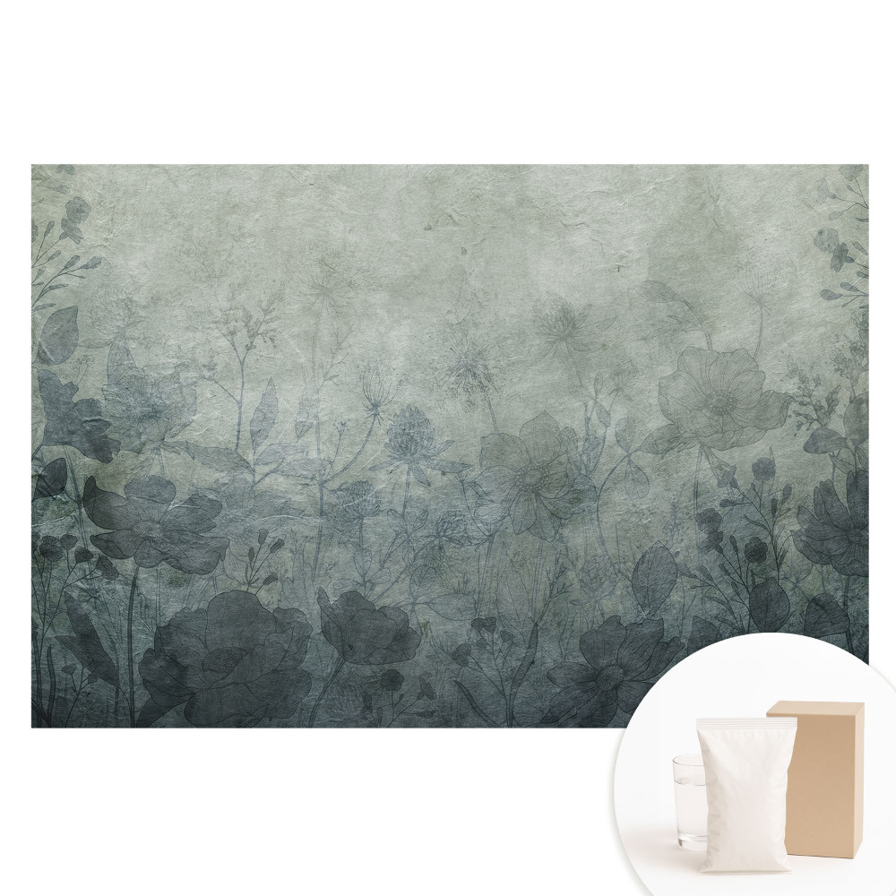 Nem szőtt anyagra nyomtatott fotótapéta Virágmotívumok szürke háttéren