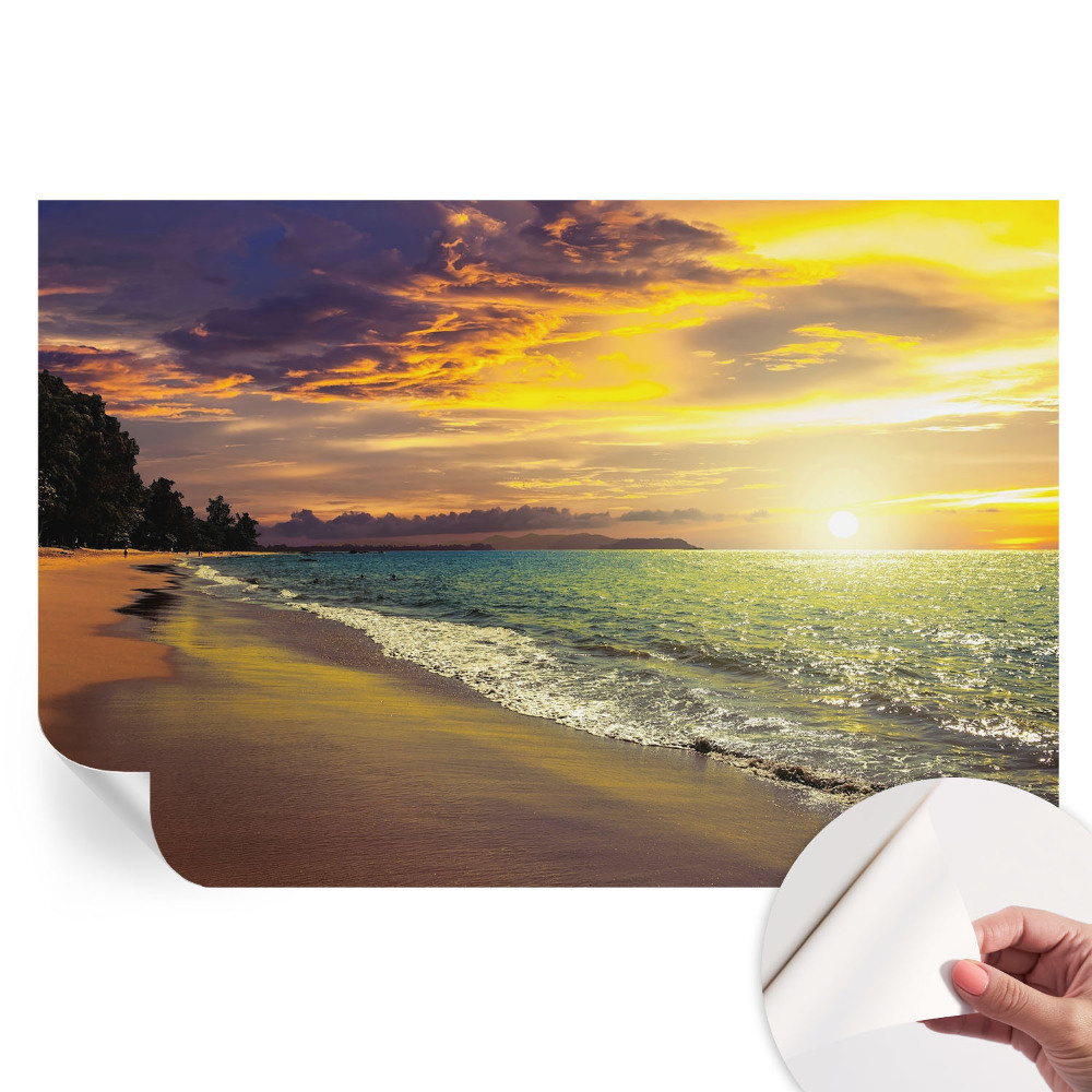 Modern fotótapéta a nappaliba Strand naplementekor