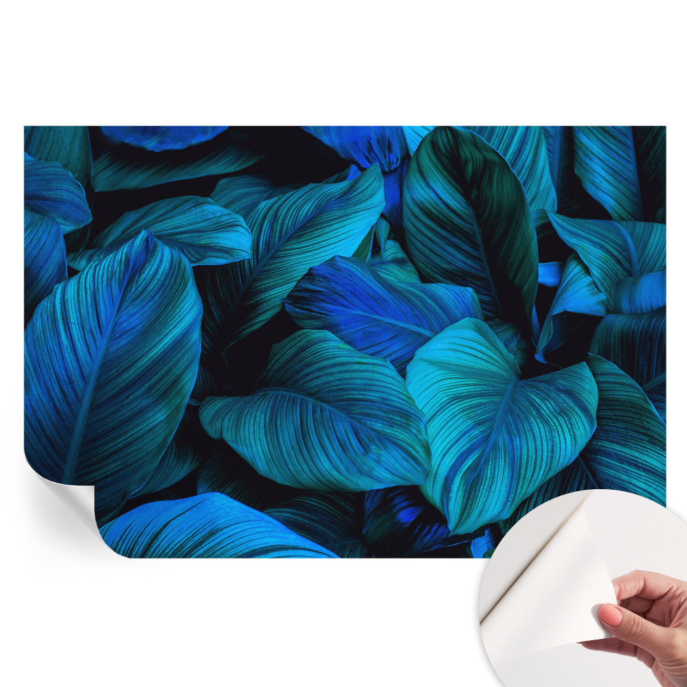 Öntapadós falfestmény Kék levelek