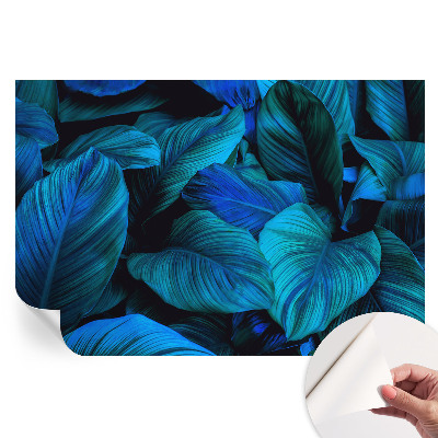 Öntapadós falfestmény Kék levelek