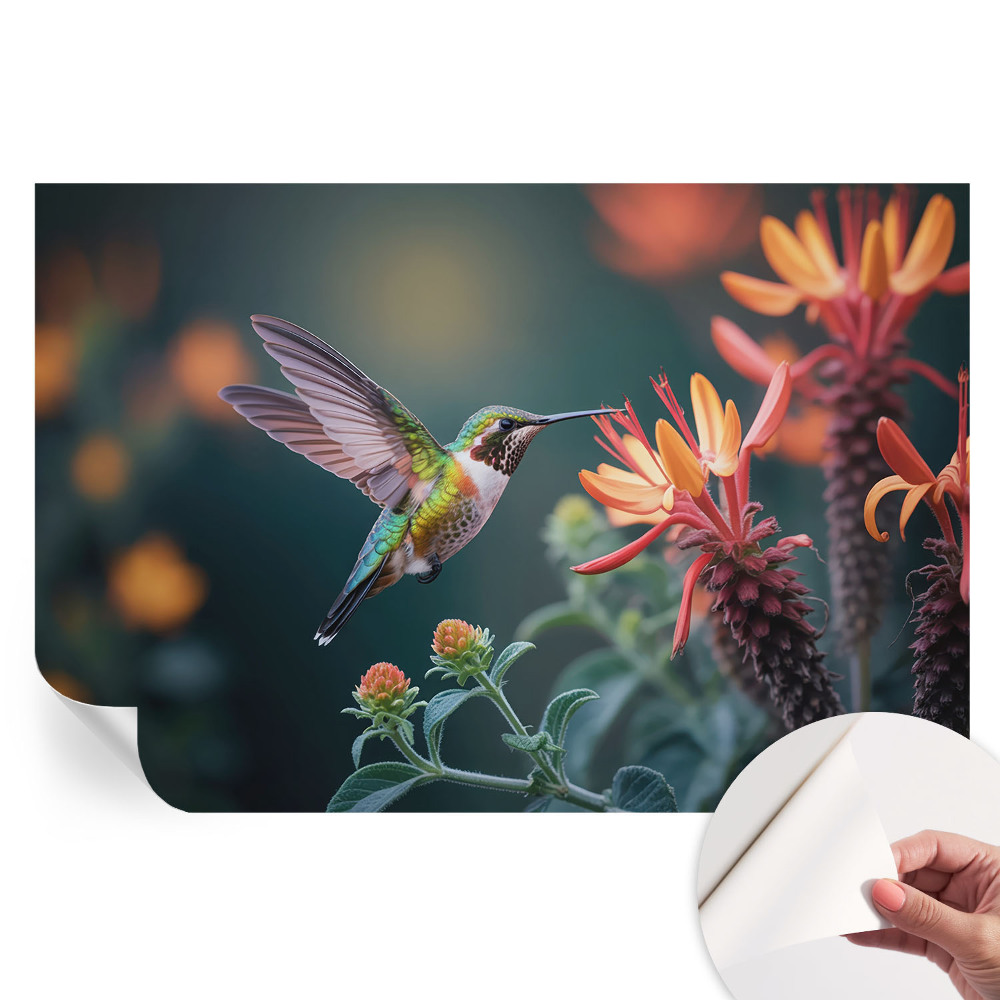 Öntapadós fotótapéta Kolibri virágok