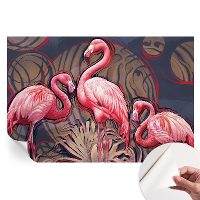 Rózsaszín flamingós öntapadós tapéta nappaliba