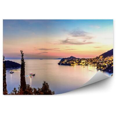 Poszter tapéta Dubrovnik Adriai horizont hajók színes fények