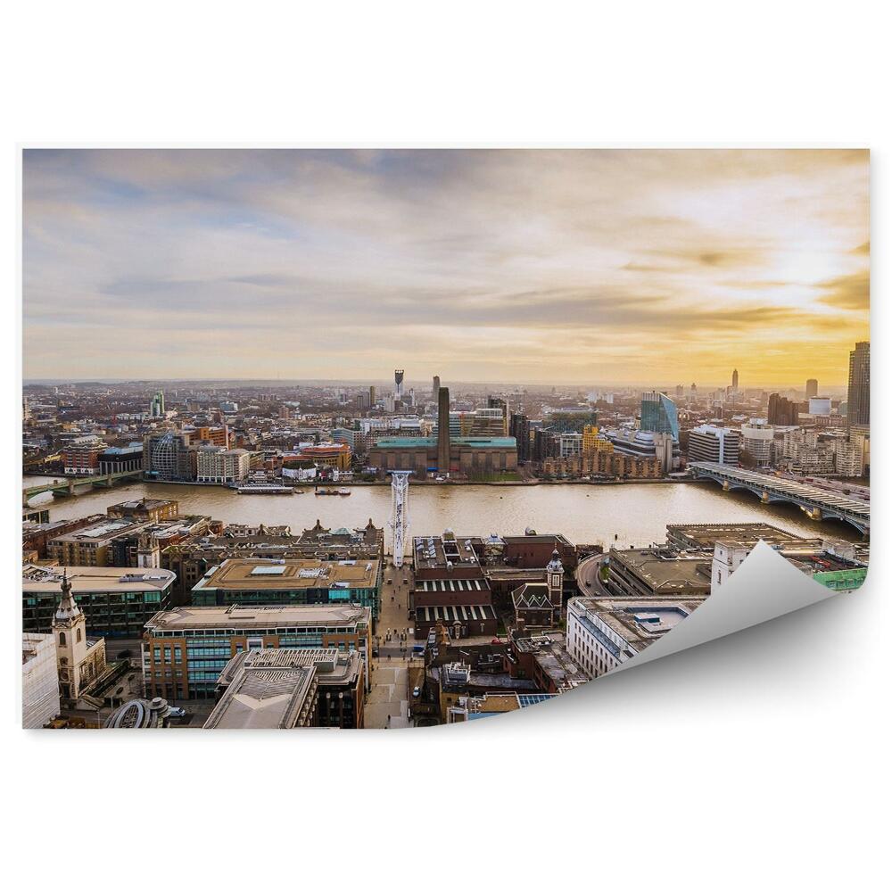 Poszter tapéta London légi felvétel város látképe naplemente felhők