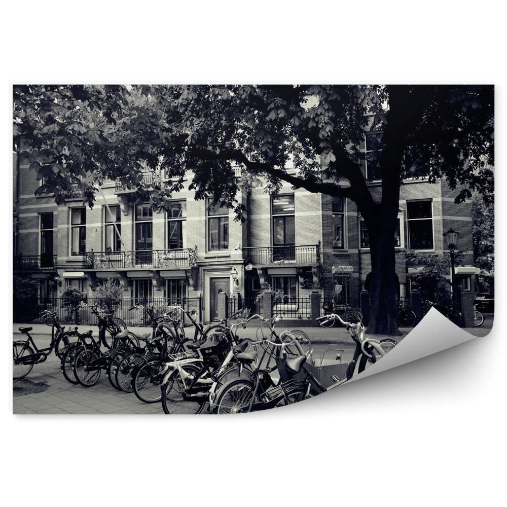 Fotótapéta Amszterdam fekete-fehér kerékpárok