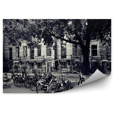 Fotótapéta Amszterdam fekete-fehér kerékpárok