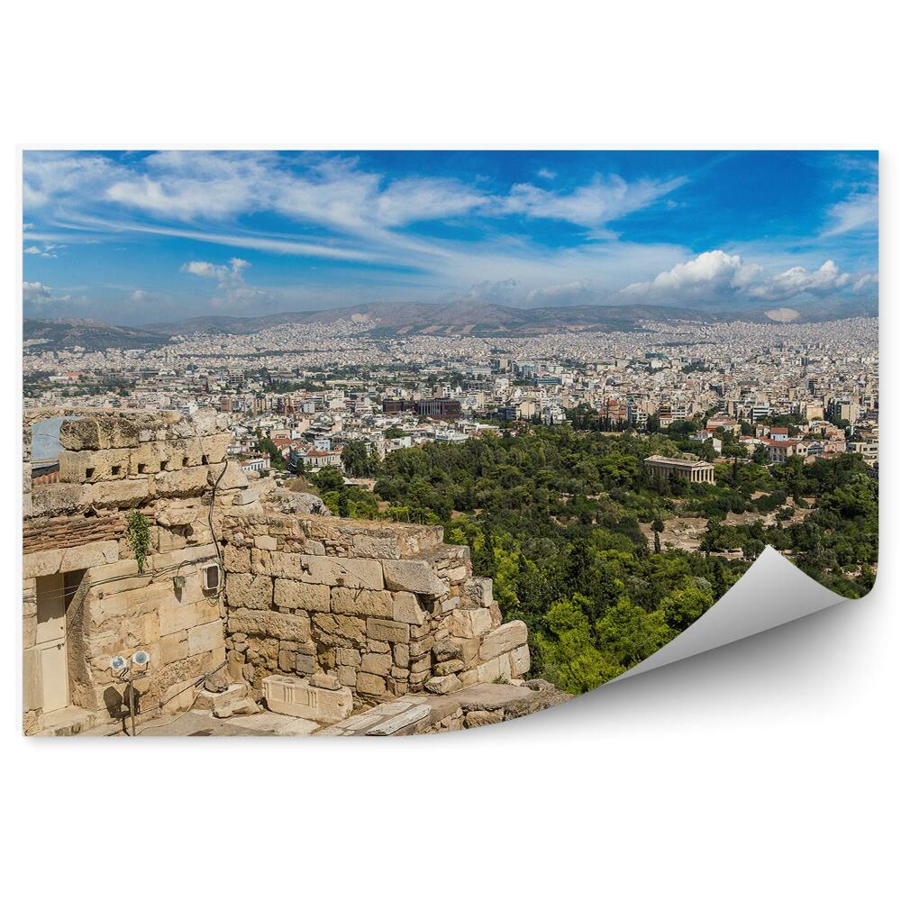 Kép tapéta Hephaestus templom Athéné város panorámája