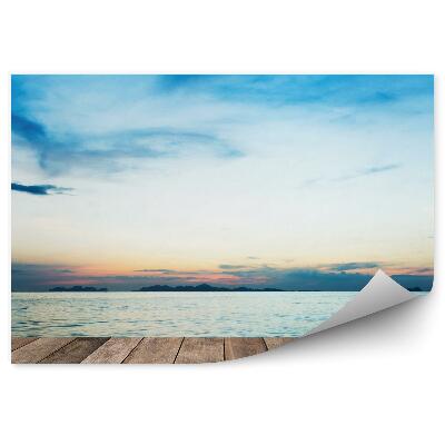 Öntapadó fotótapéta Fából készült terasz tengeri naplemente