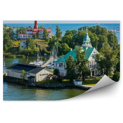 Öntapadós fotótapéta falra Épületek jachtok fák szigetek helsinki finn óceán fák