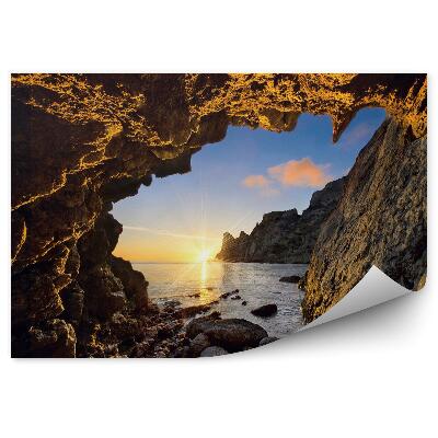 Fotótapéta Naplemente hegyi barlangból a tenger