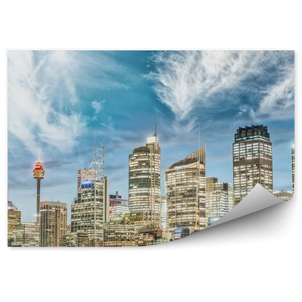 Poszter tapéta felhőkarcolók fák ég felhők Sydney fényei