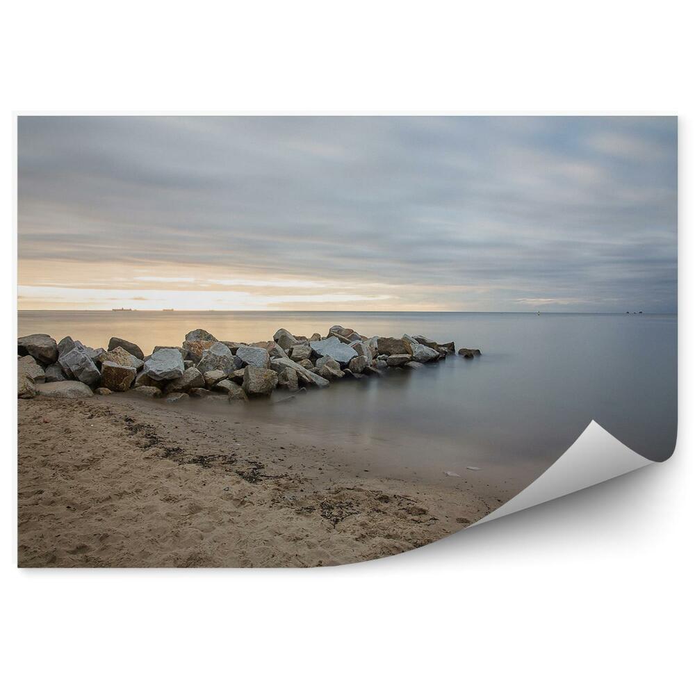 Poszter tapéta kövek, Balti-tenger, égbolt, felhők, Gdynia