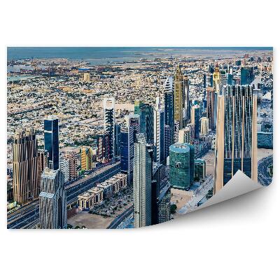 Fotótapéta Naplemente Dubai városi panoráma madártávlatból