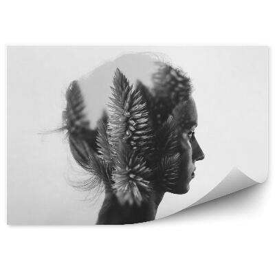 Poszter tapéta Dupla expozíciós alkotás egy fiatal lány portréjával és virágokkal