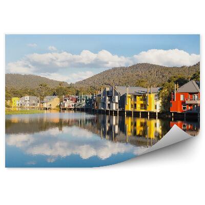 Öntapadós fotótapéta Crackenback tó színes házak