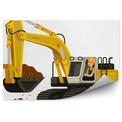 Poszter tapéta Építőipari kotró munkás fehér háttér feltárása