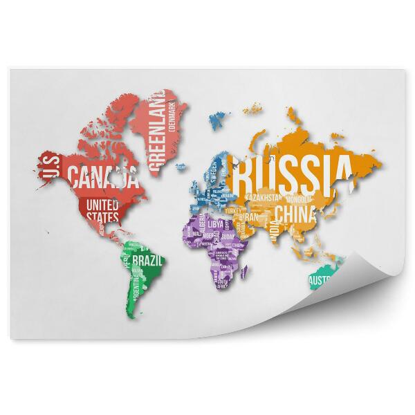 Kép tapéta Részletes világtérkép határokkal és országnevekkel