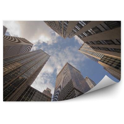 Poszter tapéta felhőkarcolók utcai közlekedési táblák füst ég New York