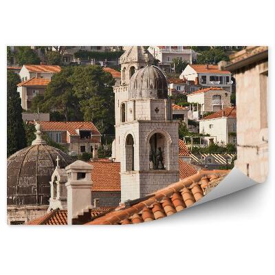 Kép tapéta Városra néző táj házak fák