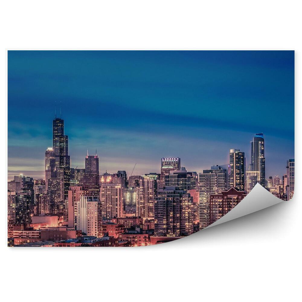 Modern fotótapéta Chicago panoráma felhőkarcolók épületek égbolt fényei