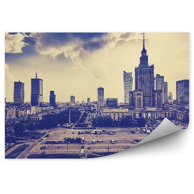 Poszter tapéta régi stílusú varsói belvárosi égbolt felhők