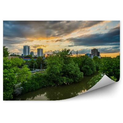 Öntapadós fotótapéta Toronto folyó naplemente növényzet