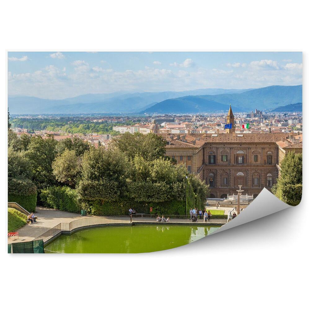 Poszter tapéta Palazzo Pitti kert BoBoli épületek természet ég felhők Firenze