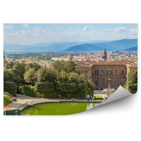 Poszter tapéta Palazzo Pitti kert BoBoli épületek természet ég felhők Firenze