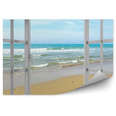 Fotótapéta Nyitott ablak a strandra és a lágy hullámokra