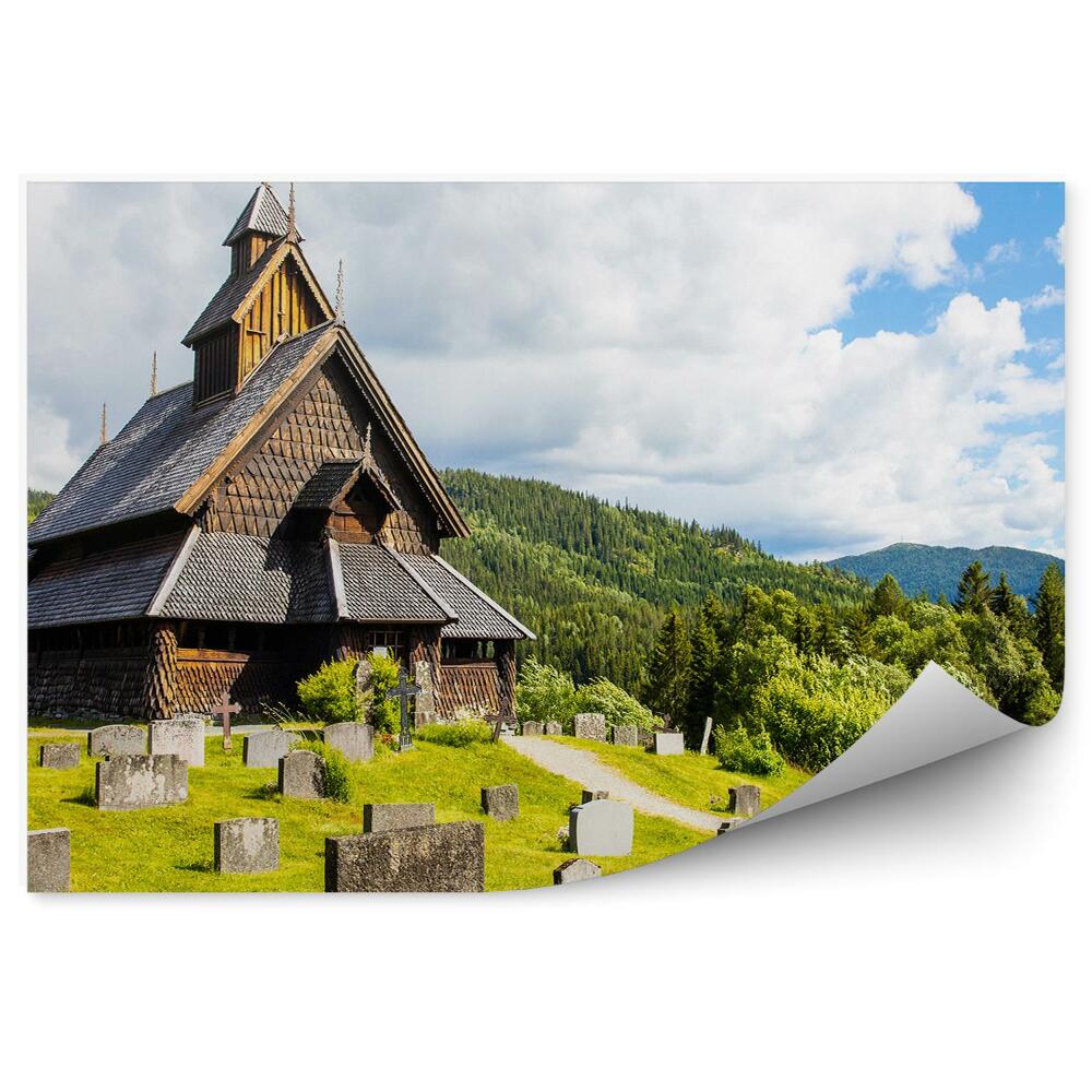 Fotótapéta Temető Norvégia faépület