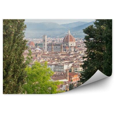 Fotótapéta légi felvétel firenzei katedrális Santa Maria del Fiore épületek fák