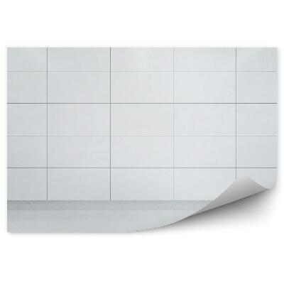 Fotótapéta Fehér csempe fal kockás csíkos mintával