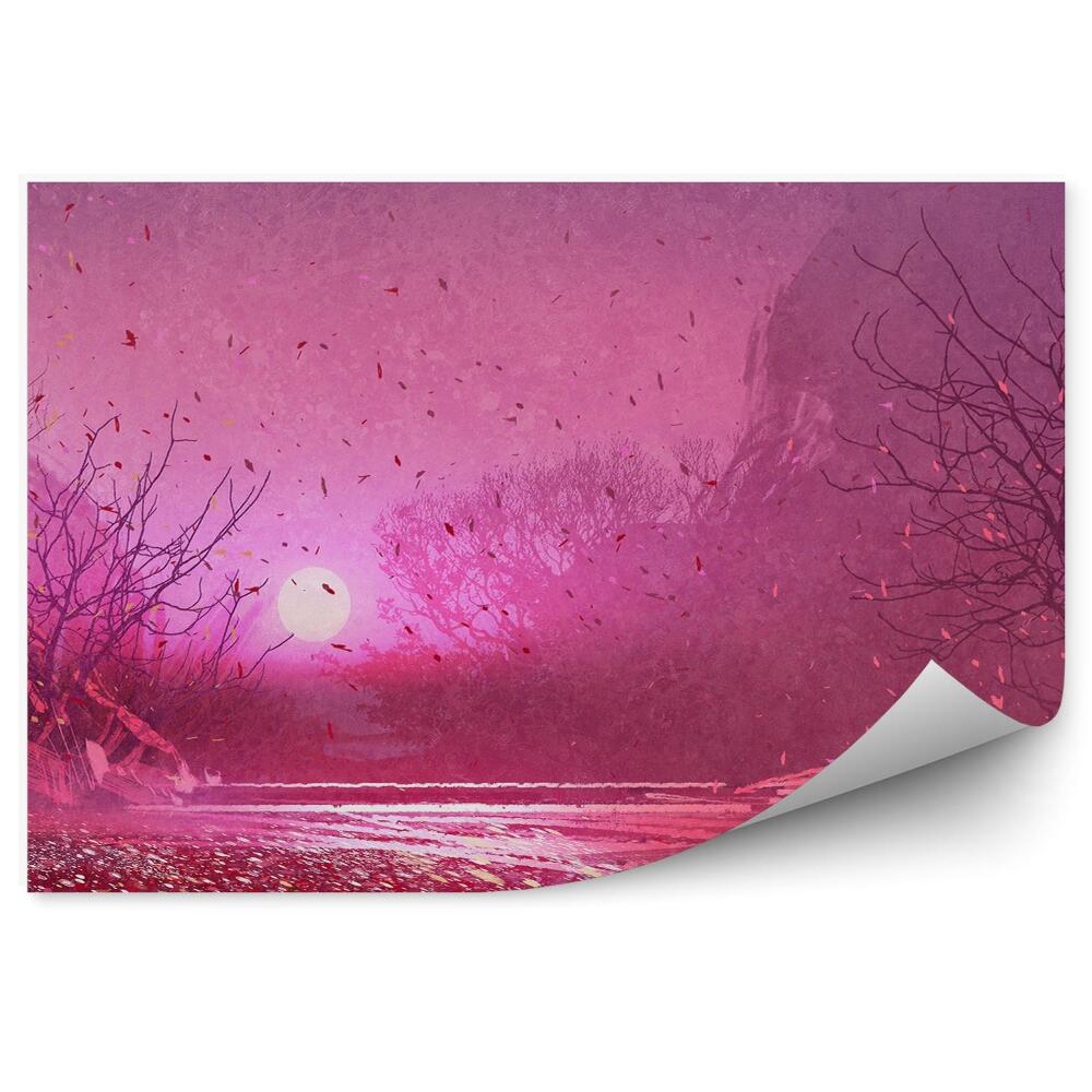 Modern fotótapéta Fantasy táj hidak pad fák naplemente