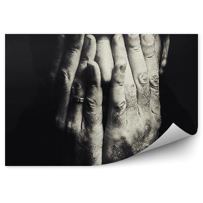 Fali poszter tapéta Férfi kezét az arcán jegygyűrűvel