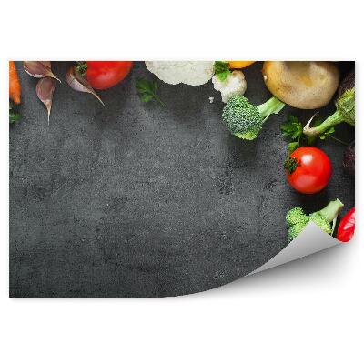 Öntapadós Fotótapéta Falra Friss zöldség összetétele sötét háttér előtt