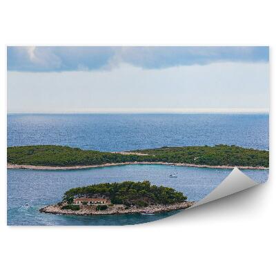 Öntapadó fotótapéta Szigetek növények épületek jachtok óceán ég felhők